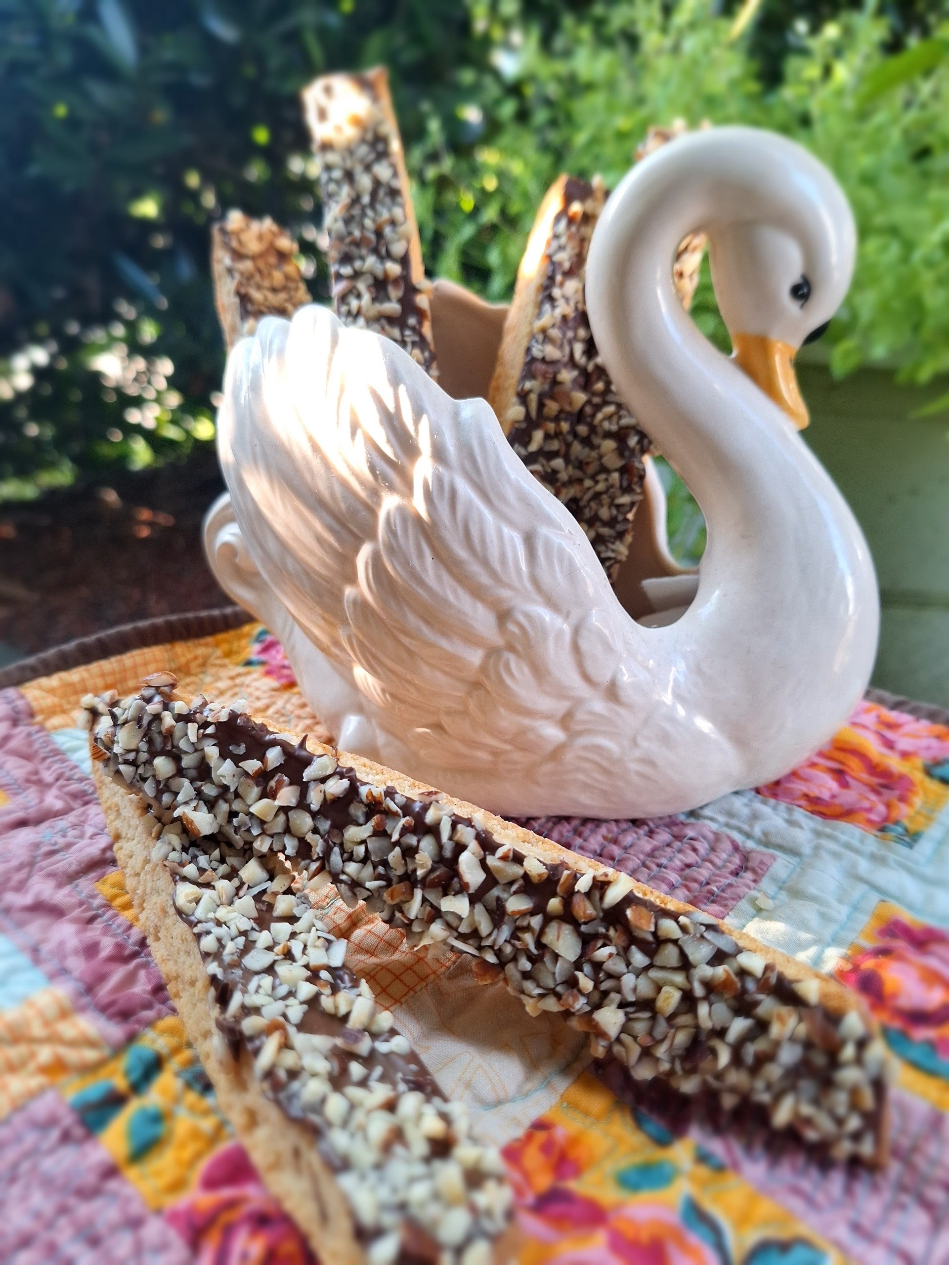 Chocolate Dipped Cinnamon Biscotti with Crushed Hazelnuts $18/10 Biscotti